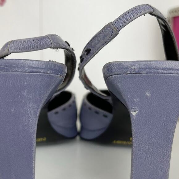 Nine West Injer Leather Slingback Square Toe Block Heels Purple Smoke Size 8.5 M - Picture 8 of 14
